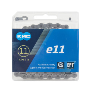 Цепь KMC 5-306111 e11 EPT EcoProTeQ 11/128" 11ск. 136 звеньев, 5,5мм, с замком, антикоррозионное покр, макс. прочность специально для E-Bikes, серебр. 