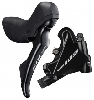 Ручка тормозная/шифтер Shimano 105, ST-R7020 правый,BR-R7070, 11 скоростей, J-KIT, адаптер 25 мм, полимерный, колодка с кулером 
