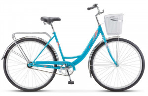 Велосипед Stels Navigator-345 28&quot; Z010 голубой-хром (с корзиной) (2018) 