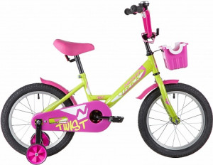 Велосипед NOVATRACK TWIST 16&quot; зеленый-розовый с корзиной (2020) 