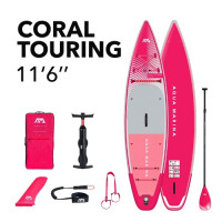 SUP-доска надувная с веслом для туризма Aqua Marina Coral Touring 11'6" raspberry (2025)