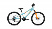 Велосипед Forward Rise 24 2.0 disc голубой/оранжевый (2020)