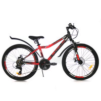 Велосипед Stels Navigator-450 MD 24" V030 черный неоновый/красный рама: 13" (2023)