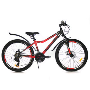 Велосипед Stels Navigator-450 MD 24&quot; V030 черный неоновый/красный рама: 13&quot; (2023) 