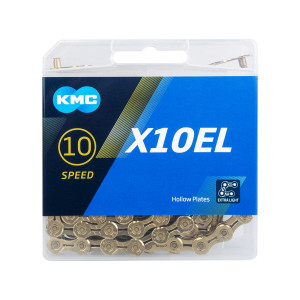 Цепь KMC 5-303603 X9 Ti-N Gold 1/2"x11/128" 9ск. 114 звеньев, с замком, X Bridge, д/SHIMANO/SRAM, покрытие нитрид титана, золотистая 