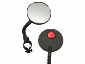 Зеркало круглое Suntek D:2&quot; на гибкой ножке с красным катафотом на обратной стороне 