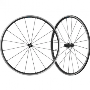 Комплект колес SHIMANO RS300, 28&quot;, переднее и заднее, для 10-11 скоростей, клинчерное, OLD 100/130мм, с обходной лентой, черный 