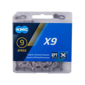 Цепь KMC 5-303605 Х9 EPT EcoProTeQ 11/128" 9ск. 114 звеньев, с замком, X Bridge, д/SHIMANO/SRAM, антикоррозионное покрытие, серебристая 