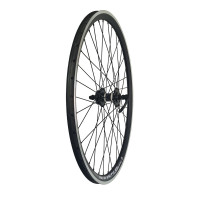 Колесо Veloolimp 27,5" переднее,Full Black,обод двойной алюм. б/пист. чёрный, алюм. втулка,пром., под диск 6 отв,с эксцентриком, чёрная