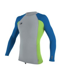 Гидромайка мужская длинный рукав O'Neill PREMIUM SKINS L/S RASH GUARD COOLGREY/DAYGLO/OCEAN (2019)