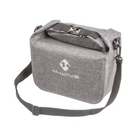 Сумка M-WAVE 5-122882 на руль 22,2-31,8мм V=7л 130х280х21мм б/съемн. с плеч. ремнем 100% водонепрониц. сварные швы, дизайн DENIM серая