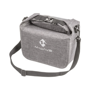 Сумка M-WAVE 5-122882 на руль 22,2-31,8мм V=7л 130х280х21мм б/съемн. с плеч. ремнем 100% водонепрониц. сварные швы, дизайн DENIM серая 