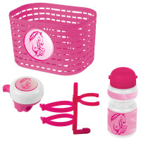 Комплект корзина+фляга+звонок Ventura Kids Лошадка 5-650040, розовый