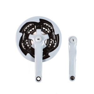 Система M-Wave 00-170122 передняя 7-8скор. сталь черная 28/38/48 170мм с пластиковой серой защитой шатуна и зубьев 