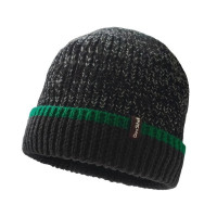 Шапка водонепроницаемая DexShell Cuffed Beanie черная с зеленой полоской DH353GRN