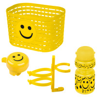 Комплект корзина+фляга+звонок Ventura Kids Смайл 5-650042, желтый