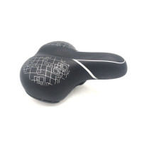 Седло HORST 09-200849 комфортное, с замком  250х210мм мягкое, широкое, пружины закрытого типа, 660гр, (на блист) черное с серебр. орнаментом