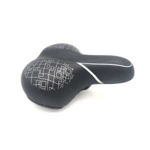 Седло HORST 09-200849 комфортное, с замком  250х210мм мягкое, широкое, пружины закрытого типа, 660гр, (на блист) черное с серебр. орнаментом 