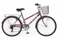 Велосипед Stels Navigator-250 Lady 26" Z010 (с корзиной) фиолетовый (2021)