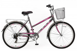 Велосипед Stels Navigator-250 Lady 26&quot; Z010 (с корзиной) фиолетовый (2021) 