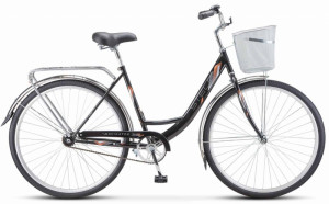Велосипед Stels Navigator-345 28&quot; Z010 серый/зеленый (с корзиной) 