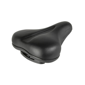 Седло VENTURA 5-250025 ELASTOMER комфорт 275х195мм пруж.-эластом. с боковой защитой+с рукояткой, с замком, черное 