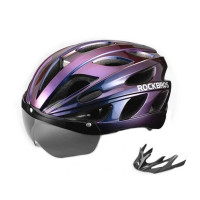 Велошлем ROCKBROS RB_TT-16-CB Wind Mirror, со съемным визором, хамелеон фиолетовый, размер L Велошлем ROCKBROS RB_TT-16-CB Wind Mirror, со съемным визором, хамелеон фиолетовый, размер L