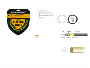 JAGWIRE Комплект тормозных тросов Mountain Pro Brake Kit с рубашкой, заглушками, крючками и защитой рамы, оранжевый 