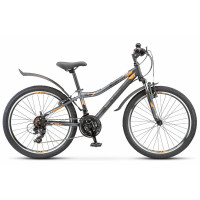 Велосипед Stels Turbo-410 V 24" Z010 (м) черный/серый/оранжевый рама: 12" (2025)