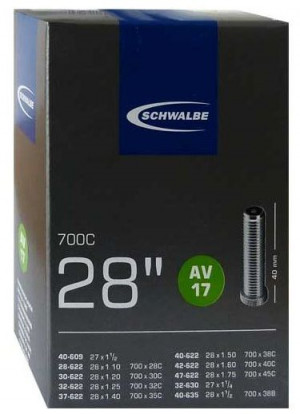 Велокамера 28-29" Schwalbe AV17 28/47-622/635 WP 28х1.10-1.75 AGV 40mm (05-10929440) 