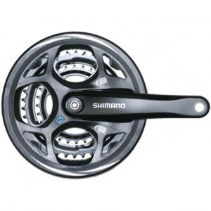 Система Shimano Altus, M311, 170 мм, квадрат, 42/32/22T, w/CG, с защитой, черный 