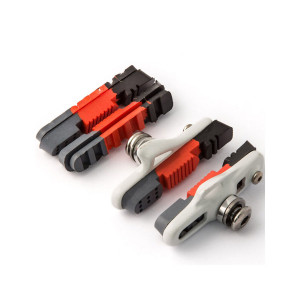 Торм. колодки-картр. CLARKS 3-563 +смен. спец. всепогодные трехцветные резинки ROAD 55мм для Shimano Avid иTektro белый алюмин. корпус CPS240 