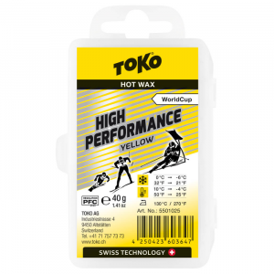 Парафин высокофтористый TOKO High Performance yellow (0°С -6°С) 40 г. 