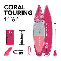 SUP-доска надувная с веслом для туризма Aqua Marina Coral Touring (Raspberry) 11'6" S24