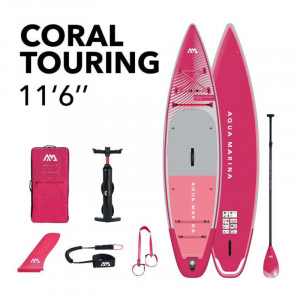 SUP-доска надувная с веслом для туризма Aqua Marina Coral Touring (Raspberry) 11&#039;6&quot; S24 