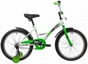 Велосипед Novatrack Strike 20&quot; (корот. крылья) белый-зелёный (2020) 