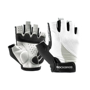 Велоперчатки ROCKBROS S030 RB_S030W-L, короткие пальцы, с липучкой, белые 
