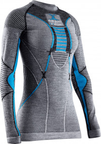 Футболка женская X-Bionic Apani Merino Shirt 4.0 Round Neck Lg Sl black/grey/turquoise