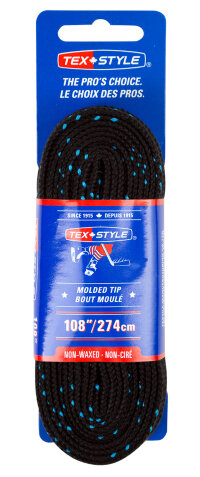 Шнурки для коньков TexStyle Double Blue Line Waxed BK