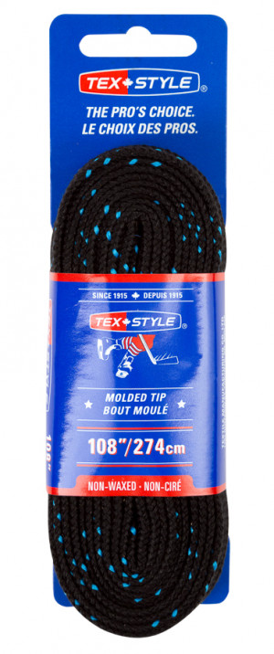 Шнурки для коньков Texstyle Double Blue Line Waxed BK 