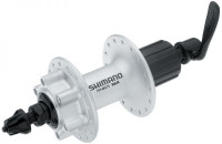 Втулка задняя Shimano M475, 36 отверстий, 8/9 скоростей, 6-болтов, QR 166мм, серебристая лого Shimano