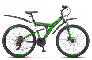 Велосипед Stels Focus MD 26&quot; 21-sp V010 черный/зеленый (2021) 