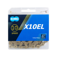 Цепь KMC 5-303562 X10EL Ti-Ni Gold 1/2"x11/128" 10ск. 114 звеньев, облегч EL-extra light, с замком, д/SHIMANO/SRAM, покрытие нитрид титана, золотистая