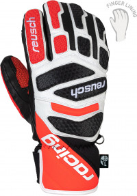 Перчатки горнолыжные Reusch Worldcup Warrior Lobster black/white/fluo red (2022)