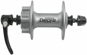 Втулка передняя Shimano Deore, M525A, 36 отвертстий, QR, 6-болтов, серебристая 