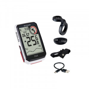 Велокомпьютер Sigma ROX 4.0 HR Set 4-001063 30 функций, с датчиком пульса, GPS, BLUETOOTH (Android, IOS), белый 