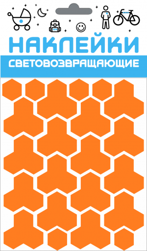 Наклейка световозвращающая COVA SPORT &quot;Кристалл&quot;, 100x85 мм оранжевый 