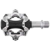 Педали Exustar E-PM211 алюминиевые контактные ось Cr-Mo совместимые с Shimano SPD серебристо-черные