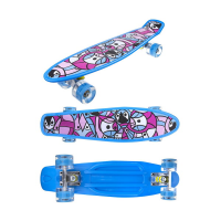 Скейтборд детский Navigator пластик, свет. колеса, 56x15x9,5 см, голубой