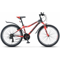 Велосипед Stels Navigator-450 MD 24" V030 (м) черный неоновый/красный рама: 13" (2025)